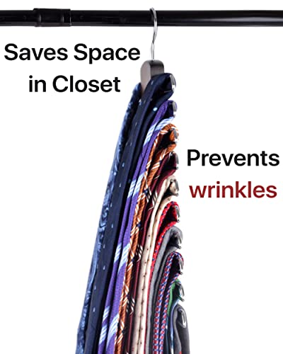 Premium Wooden Necktie and Belt Hanger, Walnut Wood Center Organizer and Storage Rack with a Non-Slip Finish - 20 Hooks (Wooden)…