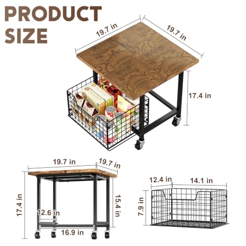 Mini Fridge Stand with Storage Small Refrigerator Stand with Wheels Mini Fridge Cart | Printer Stand Utility Cart Max Load 300 LBS, Dorm, Apartment, Kitchen, Office