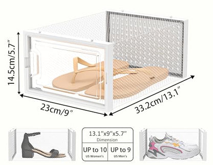 HOMIDEC Clear Shoe Storage Boxes, Stackable Shoe Organizer for Closet | 12 Pack, for Size 10, Plastic, Waterproof and Dustproof, Shoe Rack for Closet, Entryways, Under-bed Storage