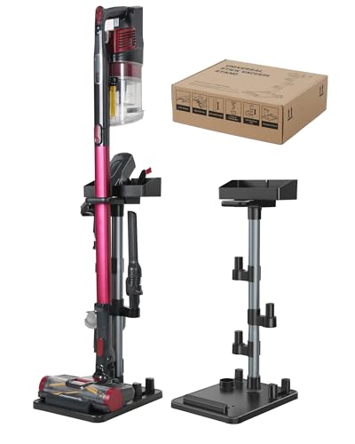 Cordless Vacuum Stand, Adjustable Height, 7 Accessory Holders, Storage Box, Vac Standing Dock Compatible with Stick Vacuum Cleaners (Max. 1 4/5" Vac Wand)