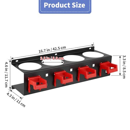 MOLIGOU Spray Bottle Holder Wall Mount, Detailing Bottle Organizer, Spray Bottle Rack with 4 Holes and 4 Hooks