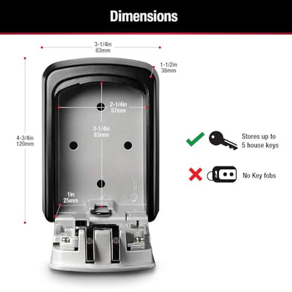 Master Lock Set Your Own combination Wall Mount Lock Box, 5 Key capacity, Black 5401EC