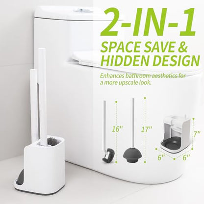 Toilet Brush and Plunger Set Hidden | S-Shaped Toilet Brush Plunger Combo, Perfect for Homes, Apartments & Bathrooms