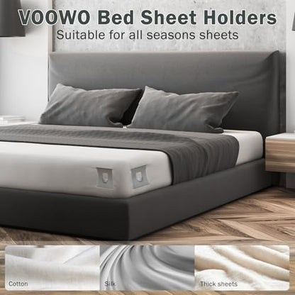 VOOWO Bed Sheet Holders For Corners - Bed Lock Sheet Holder Keep Sheets Firm & Tight, Heavy Duty Fitted Sheets Corner Holders, Mattress Corner Clips Bedsheet Gripper For King Queen Size Beds, Set of 4