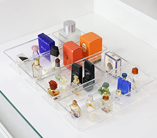Simple Houseware Clear Desk Drawer Organizer, Assorted Sizes, 6 Packs | For Desk, Office, Bathroom, Makeup, and Craft Storage