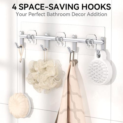 Shower Caddy Adhesive, Rustproof Shower Organizer with Soap Holder, Large Capacity Shower Shelves for Inside Shower, No Drilling Bathroom Organizers and Storage for Home Decor（6 Pack Silver）