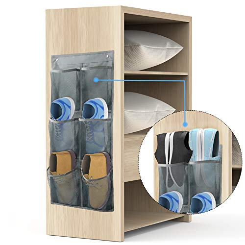 Wall Mounted Shoes Rack 2Pack/Can Store 6Pairs of Sneakers,with Sticky Hanging Mounts, Shoes Holder Storage Organizer Shelf,Door Shoe Hangers (SM06-Gray-2)