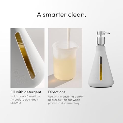 Dirty Labs | Reusable Erlenmeyer Glass Dispenser and Pump | Liquid Laundry Detergent Dispenser | Holds 40 loads | 375 mL | Machine Washable