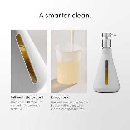 Dirty Labs | Reusable Erlenmeyer Glass Dispenser and Pump | Liquid Laundry Detergent Dispenser | Holds 40 loads | 375 mL | Machine Washable