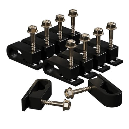 THE CIMPLE CO Dual Cable Clips with Screws - 1/2 Inch Coaxial Cable Clamps Outdoor - Exterior Cord Management for Coax, CAT Ethernet, Electrical Wire - Screw Clamps for Wires on Wall - 100 PCS, Black