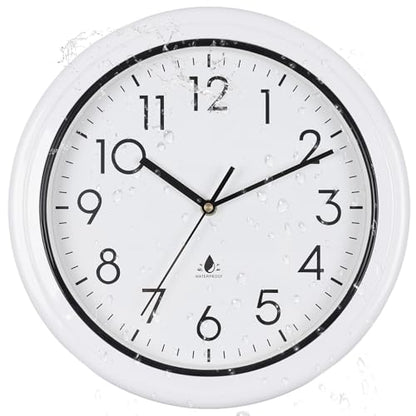 13 Inch Sealed Waterproof Outdoor Clocks, Weatherproof Wall Clock | Silent Non-Ticking Battery Operated Clock for Pool, Patio, Garden, Porch