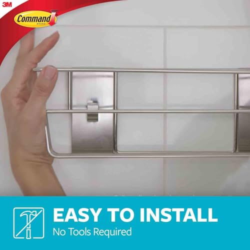 Command Shower Caddy, 1 Caddy, 4 Large Strips | Water Resistant, Damage-Free Hanging with Adhesive Strip, Ideal for Bathroom Organization, Easy Installation