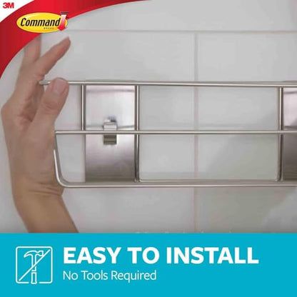 Command Shower Caddy, 1 Caddy, 4 Large Strips | Water Resistant, Damage-Free Hanging with Adhesive Strip, Ideal for Bathroom Organization, Easy Installation