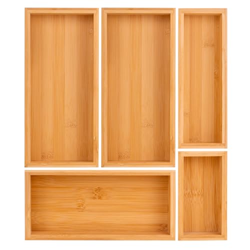bamboo drawer organizer Set,expandable drawer divi... (Bamboo)