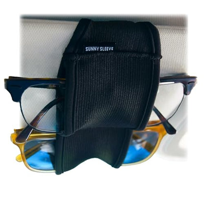 Sunglasses Holder for Car Visor – Dual Storage Holds 2 Pairs | One-Hand Operation, Scratch-Proof, Universal Fit | Glasses Organizer for Vehicle Visor (Black)