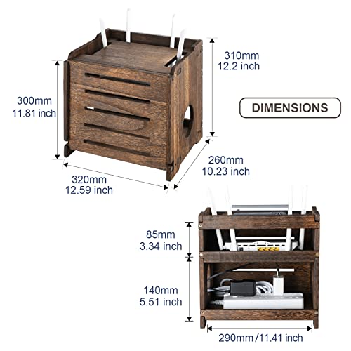 Wooden Wireless WiFi Router Storage Box Modem Router Cover Wood Shelf Power Strip and Cable Management Hider Rack Office Desktop Organizer Shelves Rural Need Assembly