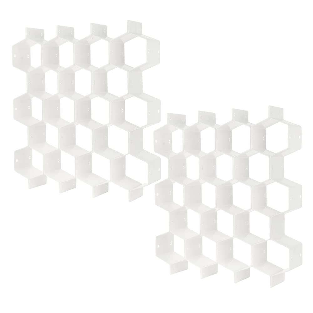 Drawer Divider Organizer 8pcs DIY Plastic Grid Honeycomb Drawer Divider White 2 Pack