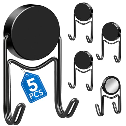 Magnetic Hooks for Cruise Cabins 80LBS+ 5 Pcs (Black | Steel)