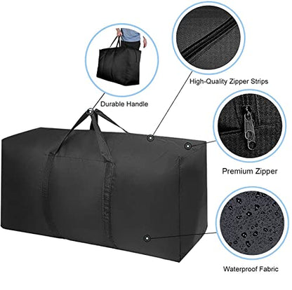 Extra Large Moving Bags with Strong Zippers & Carrying Handles, Storage Bags Storage Totes for Clothes, Moving Supplies, Space Saving, Oversized Storage Bag Organizer for Moving, Traveling (4 Pack)