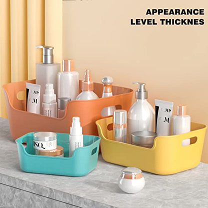 OWill 12-Pack Mixed Plastic Storage Bins and Baskets for Efficient Home Classroom Organization - Small Containers in Multiple Colors for Kitchen, Cupboard Box, Bathroom Organizer on Shelves and Tubs
