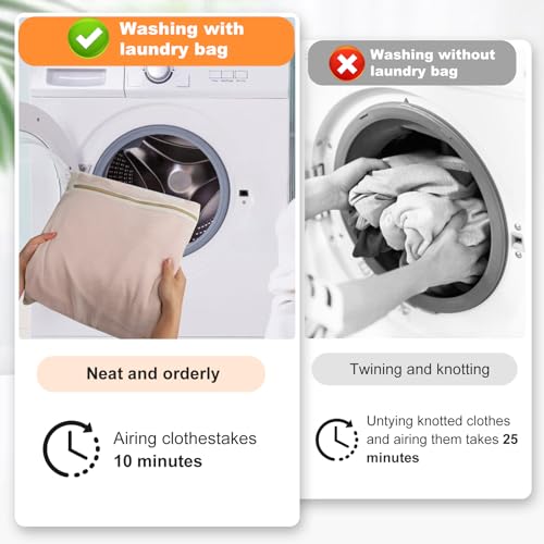 4-Piece Large Durable Organic Cotton Mesh Laundry Bags with Sturdy Zippers and Breathable Mesh are Delicate Laundry Bags for Underwear, Clothes, Pants and Socks