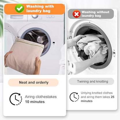 4-Piece Large Durable Organic Cotton Mesh Laundry Bags with Sturdy Zippers and Breathable Mesh are Delicate Laundry Bags for Underwear, Clothes, Pants and Socks