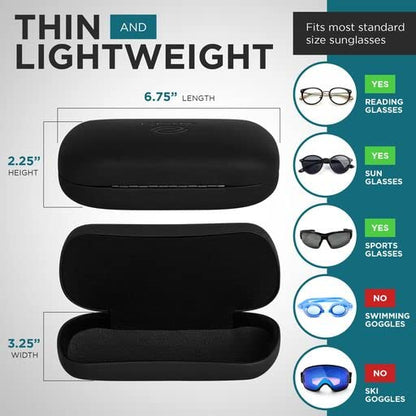 SunGlasses Case - Vegan Leather Sunglass Holder with Mesh Foam to Cradle Sunglasses Securely - Hard Eyeglass Case with Metal Construction - Designed by Optical Professionals