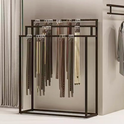 Floor Mounted Metal Belt Hanger Scarf Rack for Retail (100X40X150CM) | Men Closet Display Stand Ties Shawls Purse Shelf Painted Surface Stable Frame Multi-purpose Non-slip MovableStorage Rack