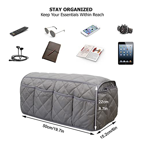 Armchair Caddy for Recliner - Sofa Armrest Organizer with 14 Pockets | Waterproof Remote Control Holder for Recliner, Non-Slip Chair Arm Storage for TV Remote, Phone, Books, Magazine, iPad
