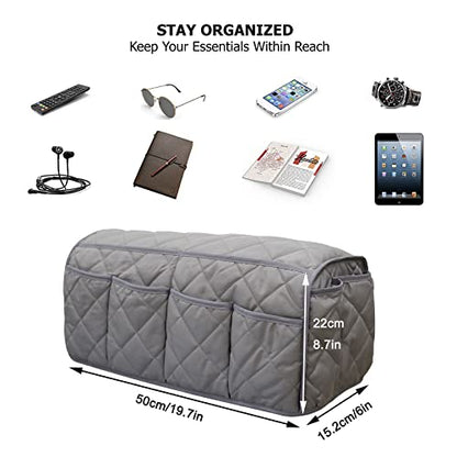 Armchair Caddy for Recliner - Sofa Armrest Organizer with 14 Pockets | Waterproof Remote Control Holder for Recliner, Non-Slip Chair Arm Storage for TV Remote, Phone, Books, Magazine, iPad