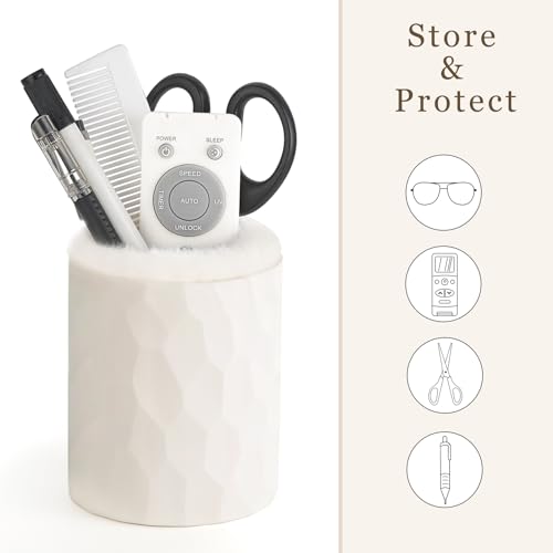 Mkono Glasses Holder for Nightstand, Plush Lined Eyeglass Stand Organizer | Prevents Lens Scratches, Stable Base, Soft Silicone Case Material, Multi-Use Storage, for Bedside, Table, Desk, Office, Car