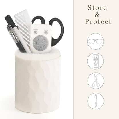 Mkono Glasses Holder for Nightstand, Plush Lined Eyeglass Stand Organizer | Prevents Lens Scratches, Stable Base, Soft Silicone Case Material, Multi-Use Storage, for Bedside, Table, Desk, Office, Car