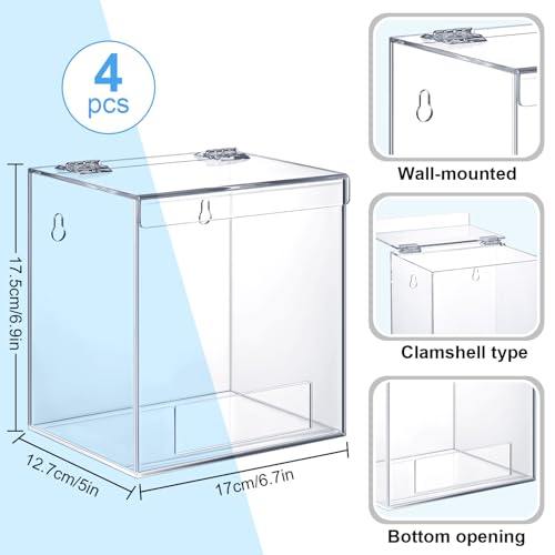4 Pcs Acrylic Dispenser Wall Mount 6.9 x 6.7 x 5 Inch Beard Net Hair Net Holder Clear Acrylic Holder for Shoe Cover Glove