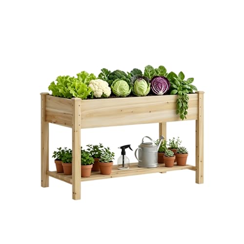 48x24x30.7in Wood Raised Garden Bed with Legs Wood... (Natural | Wood)