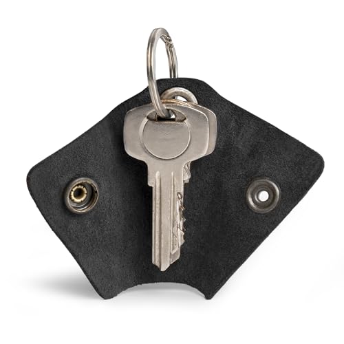 Hide & Drink Full Grain Leather Wrap Keychain, Organizer Snap Closure, Key Ring Cover, Silencer Sleeve Key Holder for Men