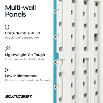Suncast 99 Gallon Wicker Horizontal Outdoor Deck Box with Hinged Lid, Water-Resistant Storage Solution for Patio, Deck, Yard, and Garage, White, Made in the USA