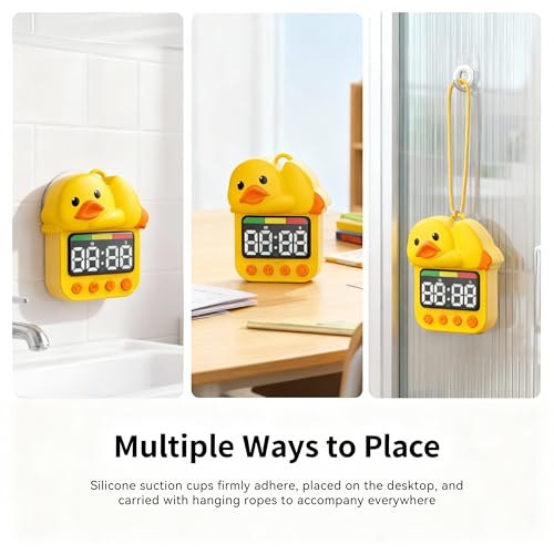 Doli Yearning Kids Shower Timer Waterproof for Bathroom Duck Timer | Quacking Sound; Magnetic Charging; Long Battery Life