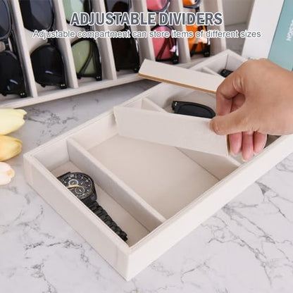 2 Pack Sunglasses Organizer Storage Glasses Holder Velvet Jewelry Tray, Glasses Organizer Eyeglasses Sunglasses Tray for Jewelry Display Watch