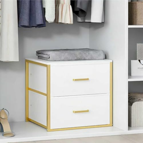 Stackable Storage Drawers, Closet Drawer Organizer... (Gold | Metal)