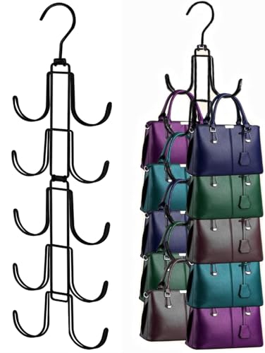 Handbags Purse Organizer for Closet: Bag Hanger wi... (Black | Metal)