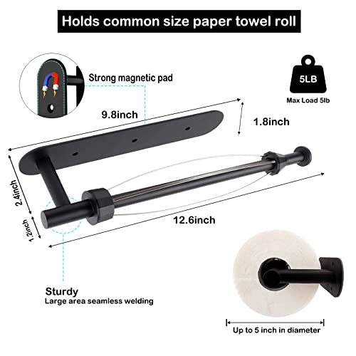 Magnetic Paper Towel Holder, One Hand Operable Pap... (Black)