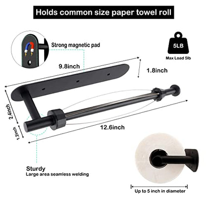 Magnetic Paper Towel Holder, One Hand Operable Pap... (Black)