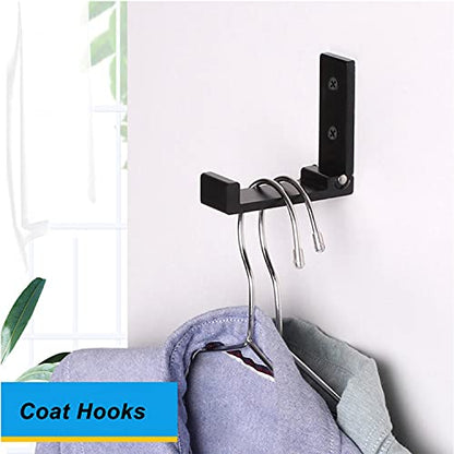 ZEYU Folding Coat Hooks, 5Pcs Wall Hooks for Hanging Coat Towel Hooks Hardware Heavy Duty Aluminum Alloy Headphone Holder No Rust Wall Mounted with Screws for Bags Fitness Equipment