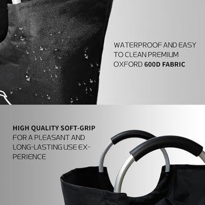 82L Recycling Bin for Kitchen Recycling Bag,Foldable Deposit Bottles Collection Container,Oxford Cloth Storage for Bottles,Cans,Plastic&Glass Heavy Duty,Waterproof Home,Kitchen,Garage,Black