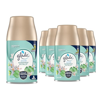 Glade Automatic Spray Refill, Dewdrop Petals, Scented Air Freshener for Home and Bathroom, 6.2 Oz, 6 Count