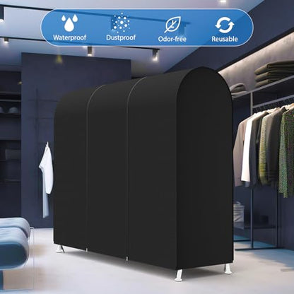 Zilink Garment Rack Cover Large Garment Bags Protector 72 in, Black | Dustproof, Breathable, 2 Durable Zippers, Clothes Rack Cover, Cothing Rack with Cover for Garment Rack (Rack Not Included)