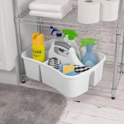 JOEY'Z Extra Large 5 Gallon Divided Cleaning Caddy Organizer with Handle | Cleaning Supplies for Housekeeping, Shower Caddy Portable, Shower Caddy Dorm - Cleaning Supplies Organizer 17.7 x 13.2 x 7.7