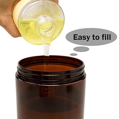 Pump Bottle Dispenser 3 Pcs 600ml/20oz Brown | BPA Free Wide Mouth Plastic Bottle for Shampoo, Conditioner and Body Lotion Storage