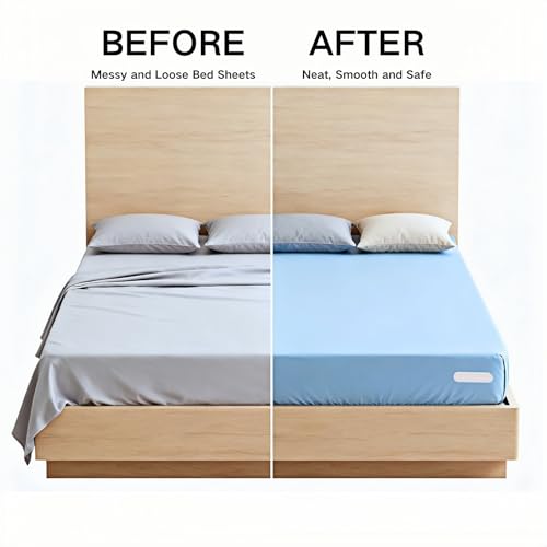 Bed Sheet Holders for Corners, 4Pcs White Fitted Sheet Clips | Heavy Duty Sheet Locks Keep Sheets Tight & Firm, Easy Install Fasteners Fit All Mattress Sizes