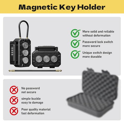 3xN52 Magnetic Key Lock Box,Magnetic Key Holder,Magnet Key Box for Under car,Hide a key with 10000+ Secure Combinations with Strong Magnet for Storage Indoors, Outside